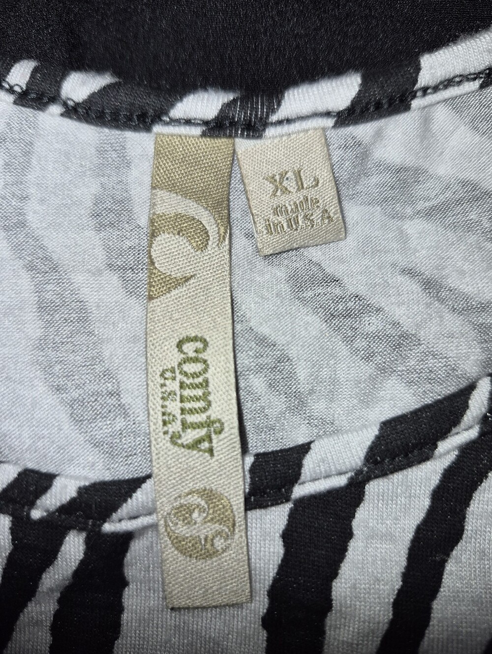 COMFY USA Black and White Zebra-Print A-Line Shirt XL - Picture 4 of 5